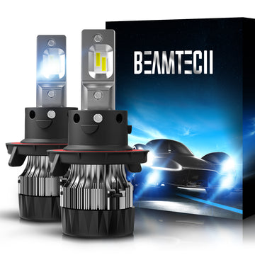 BEAMTECH H13 LED Headlight Bulbs 6500K 10000 Lumens Extremely Super Bright 9008 Hi/Lo 30mm Heatsink Base CSP Chips Conversion Kit,Xenon White